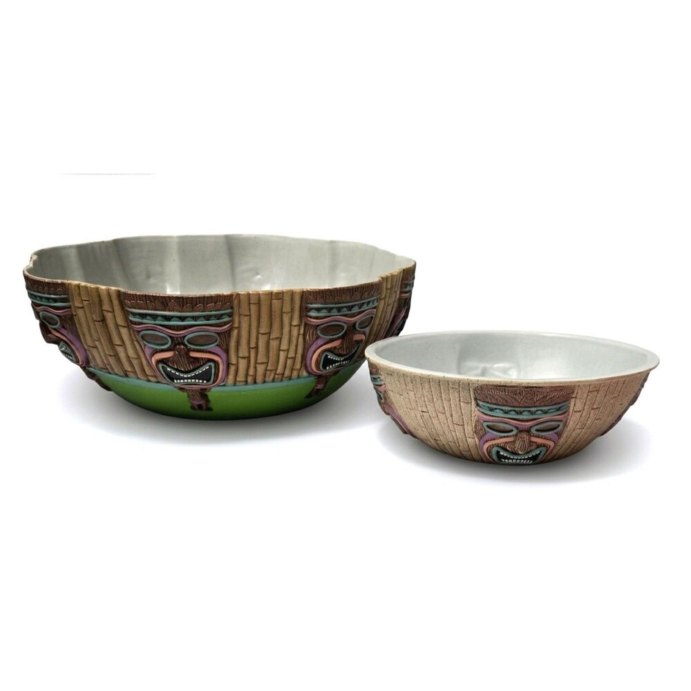 Vintage Hawaiian Tiki Serving Bowl Totem Face & Side Bowl 3D Easter Unlimited